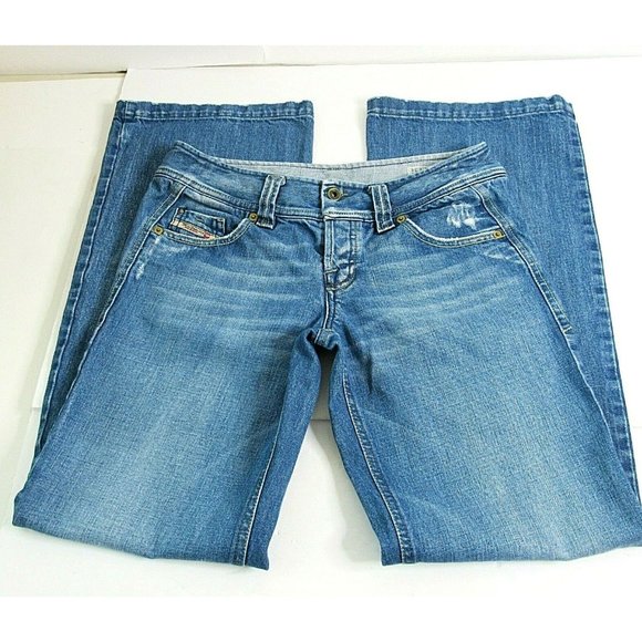 Diesel Denim - DIESEL Medium Wash LAMBRY Button Fly Blue Flare Jeans Size 29" x 34" x 8.5" Rise